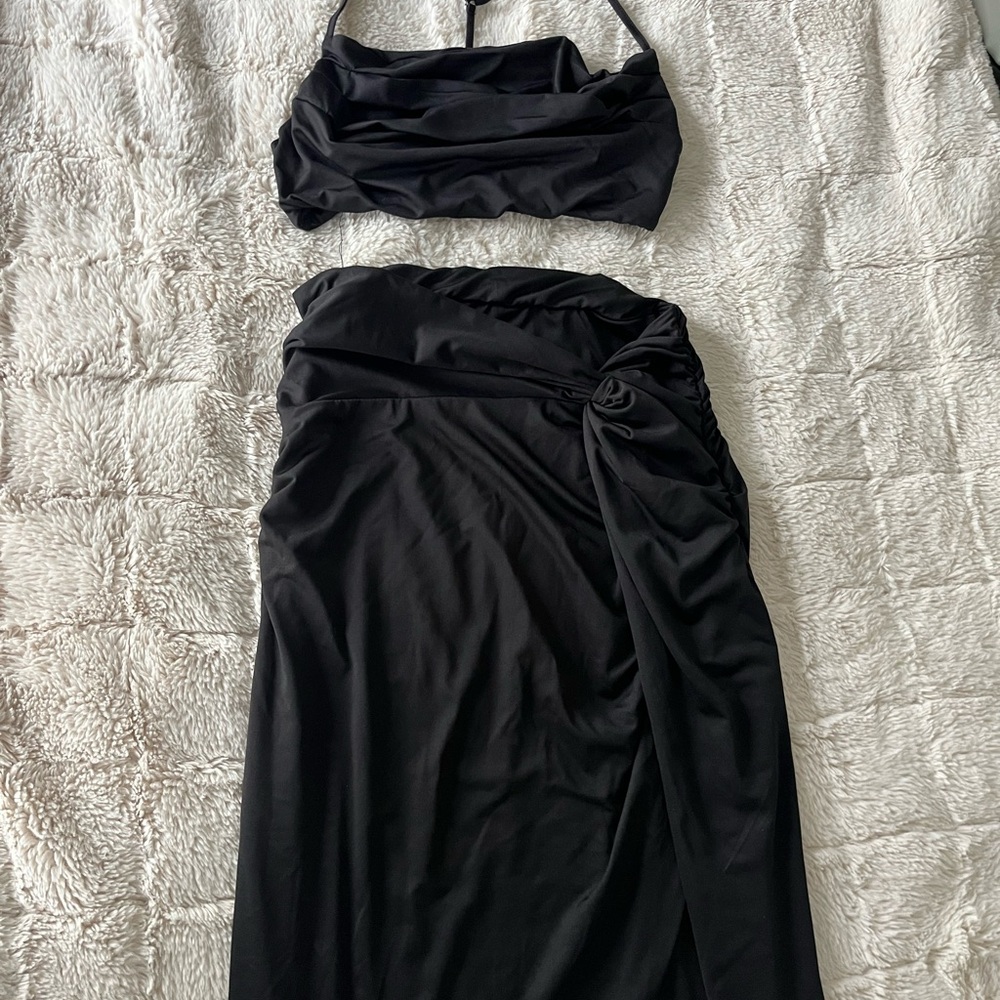 Elegant Black Two-Piece Dress Set